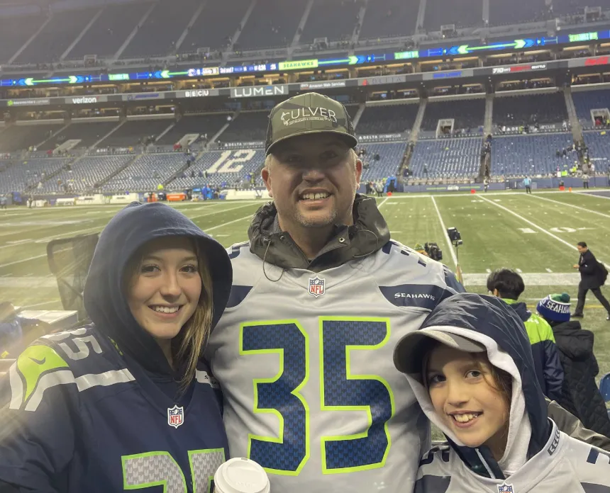 The Culver family at a Seattle Seahawks game